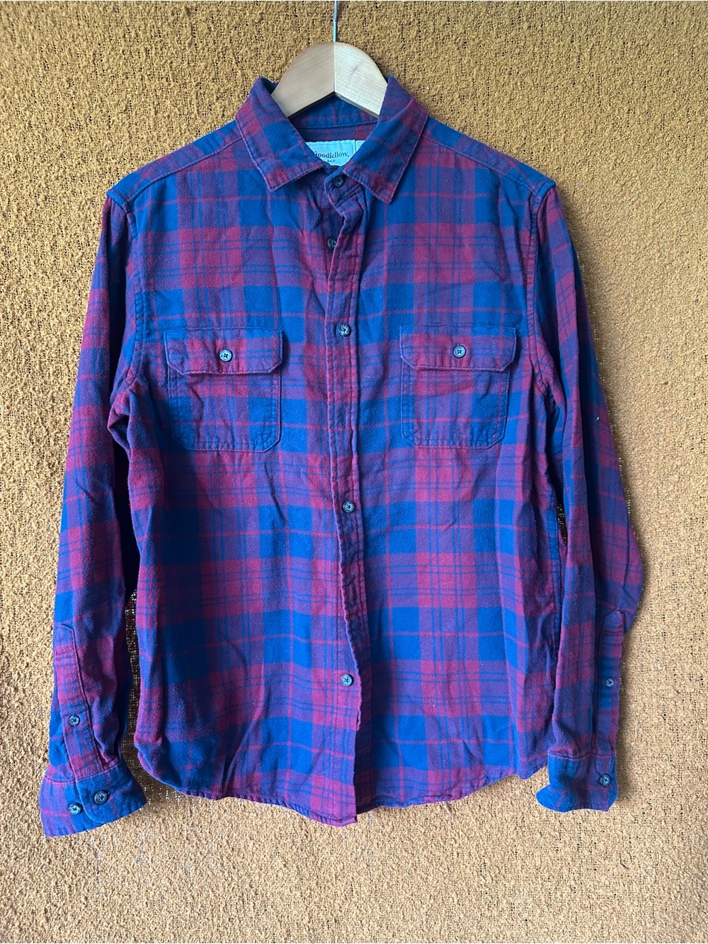 Goodfellow & Co Red and Blue Plaid Button-Down Shirt